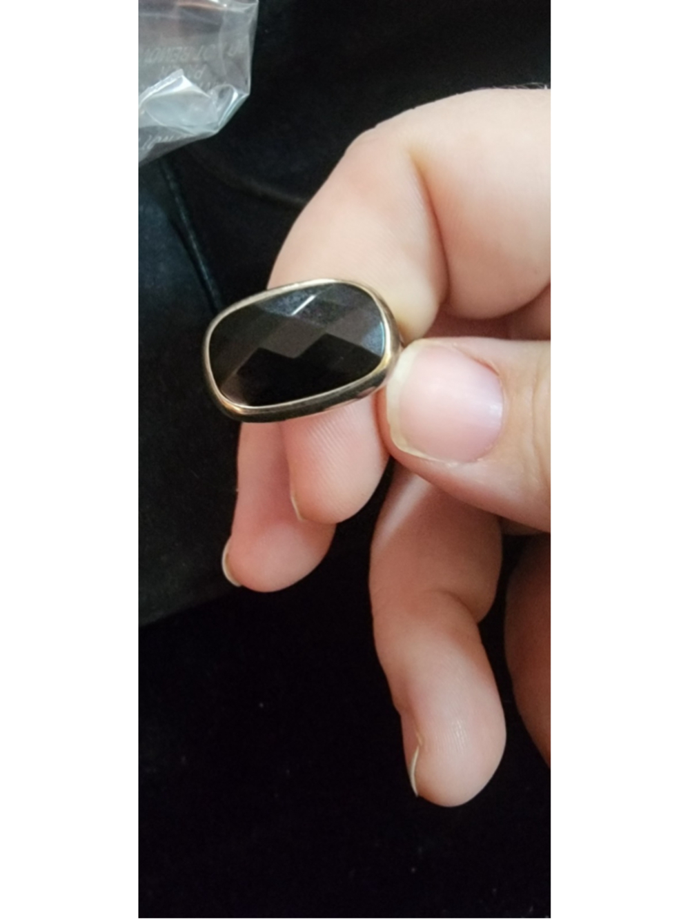 Vtg Sterling Silver Black Faceted Glass Statement Ring Modernist Size 7 Tested - Picture 5 of 8